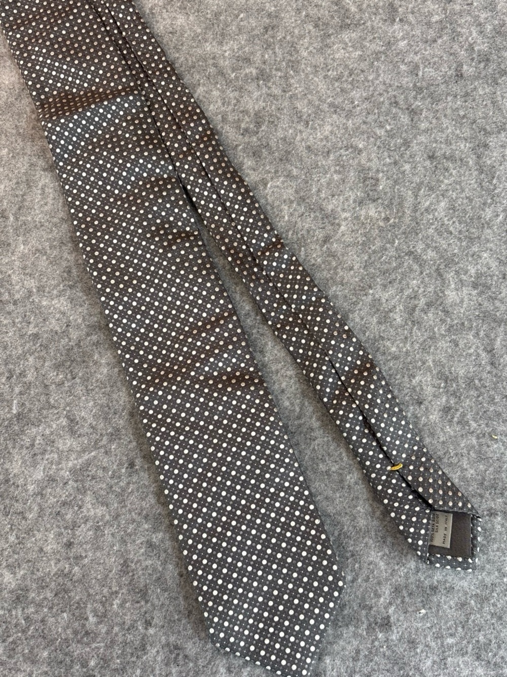 Canali Grey Tie with White Polka Dots